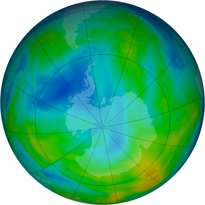 Antarctic ozone map for 09 June 1994